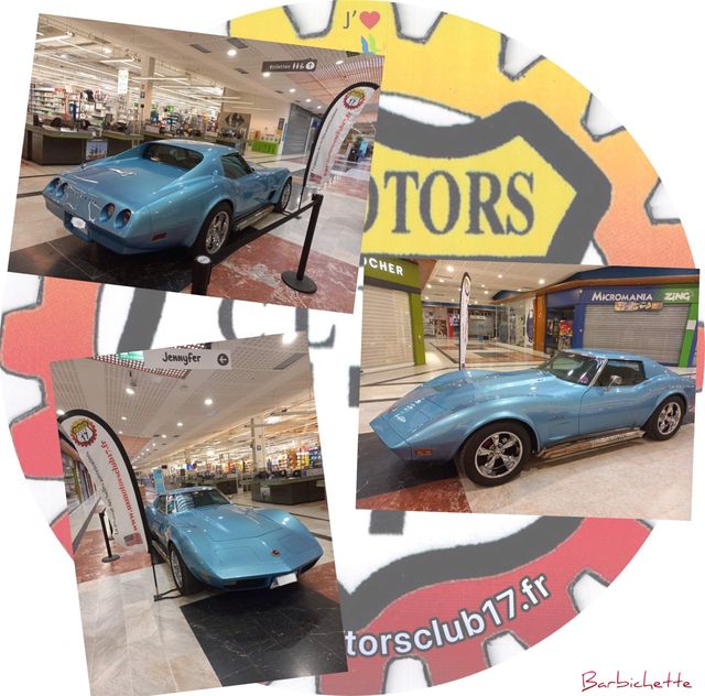 Exposition de la magnifique Corvette C3 de notre ami Franck dans la galerie marchande de Carrefour à Angoulins